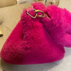 Pink fur triangle purse